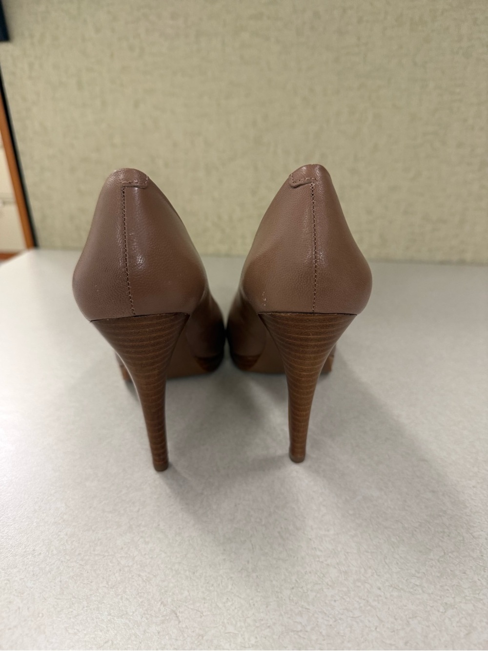 Nine West Cognac Brown Stacked Heel Pumps - Picture 2 of 6